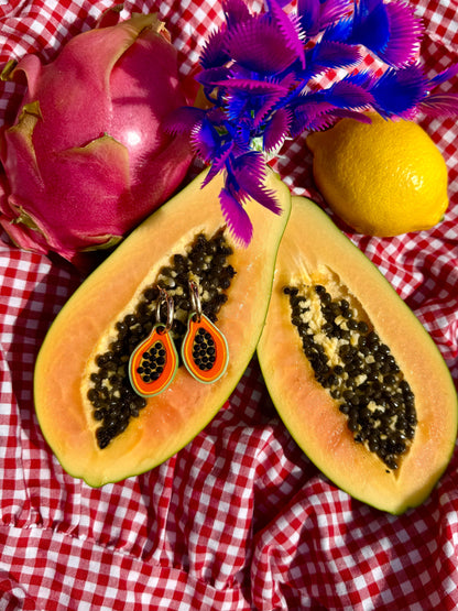 Papaya Hoop Earrings | Tropical Fruit Jewellery