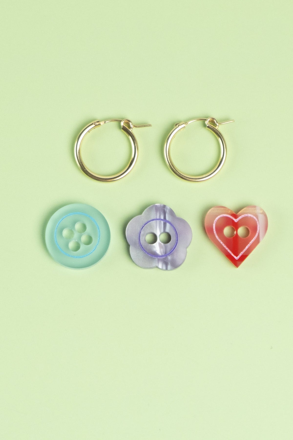 Button Hoop Earrings | Set of 3 | Quirky Jewellery