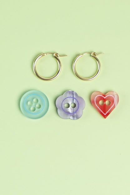 Button Hoop Earrings | Set of 3 | Quirky Jewellery
