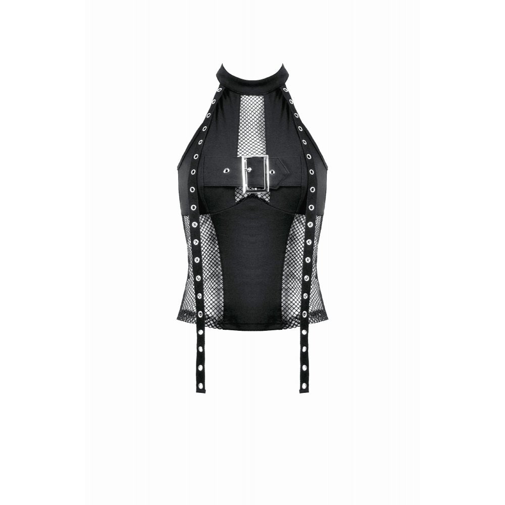 Black Buckle Mesh Rave Top | Dark in Love