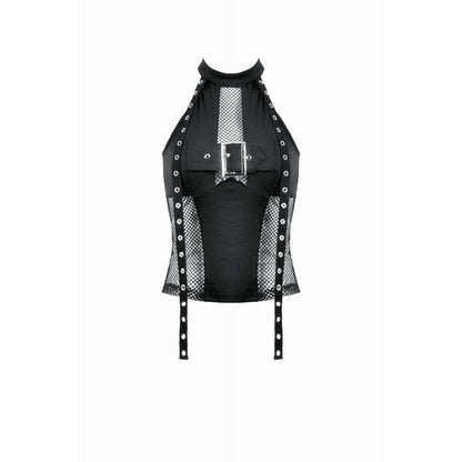 Black Buckle Mesh Rave Top | Dark in Love