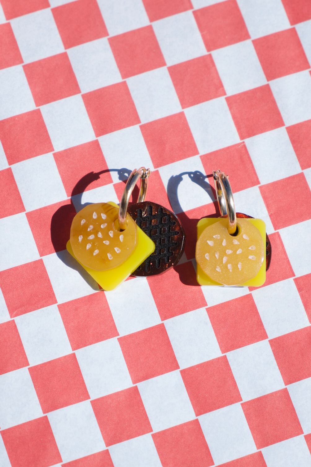 Cheese Burger Hoop Earrings | Food Jewellery