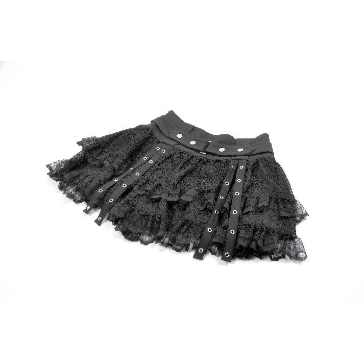 Black Lace Buckle Rave Skirt | Dark in Love