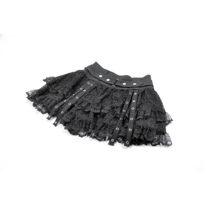 Black Lace Buckle Rave Skirt | Dark in Love