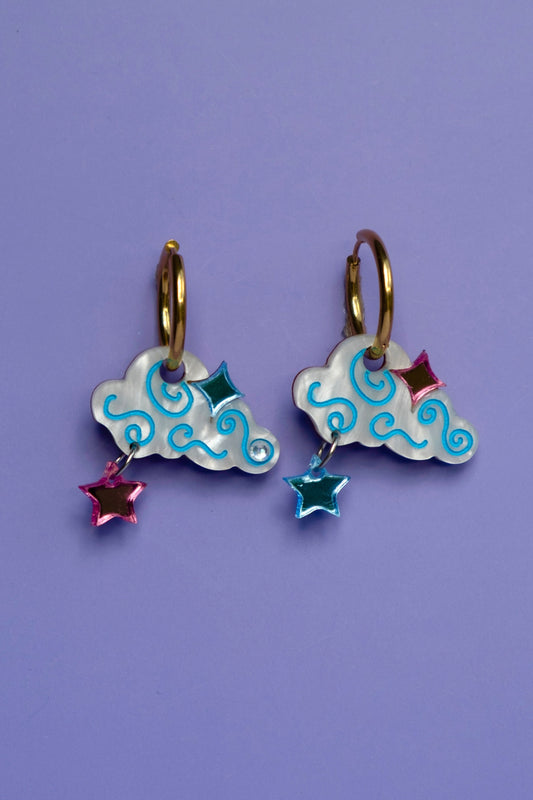 Cloudy Night Sky Hoop Earrings | Celestial Jewellery