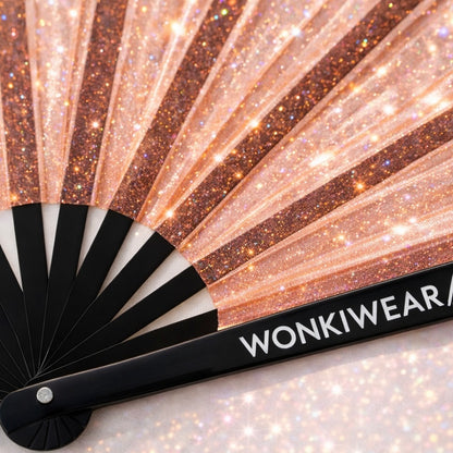 Transparent Peach Disco Glitter XL Festival Fan