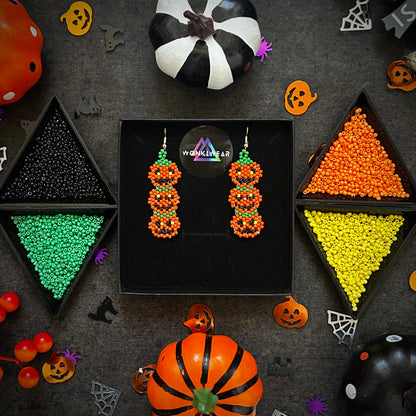Beaded Pumpkin Stack Earrings