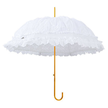 White Ruffle Lace Dome Umbrella