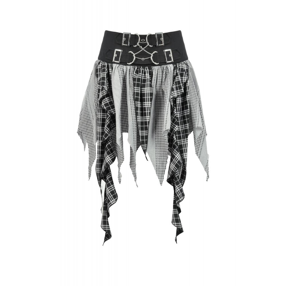 Black & Grey Tartan Punk Rave Skirt | Dark in Love