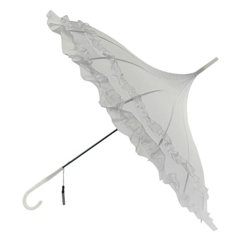 Frilly Pagoda Umbrella - White