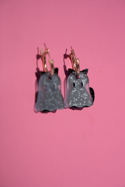 Ghost Cat Hoop Earrings | Halloween Jewellery