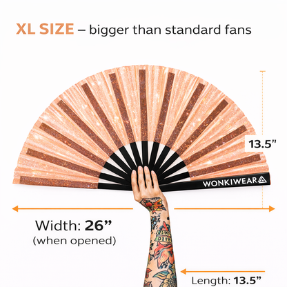 Transparent Peach Disco Glitter XL Festival Fan