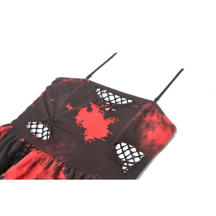 Dark in Love Red & Black Tie-Dye Punk Dress