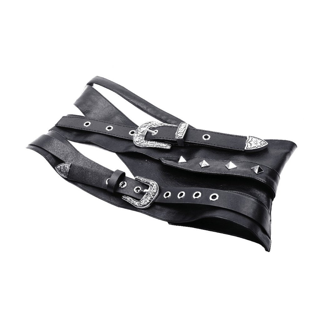 Black Layered Faux Leather Rave Waist Belt | Dark in Love