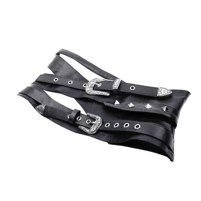 Black Layered Faux Leather Rave Waist Belt | Dark in Love
