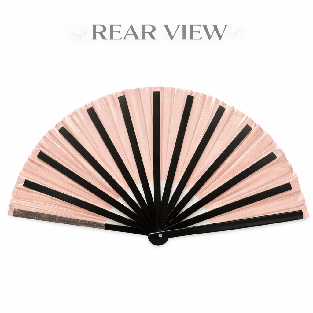 Transparent Peach Disco Glitter XL Festival Fan