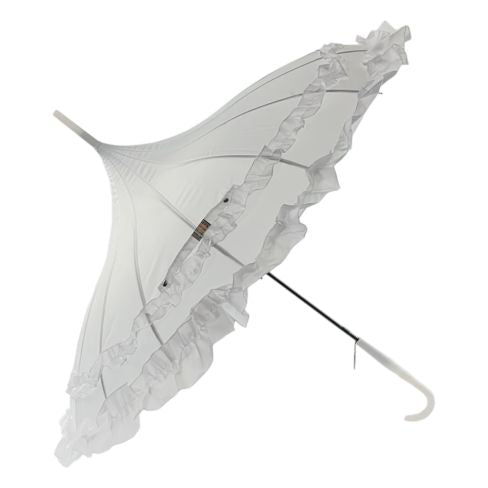 Frilly Pagoda Umbrella - White