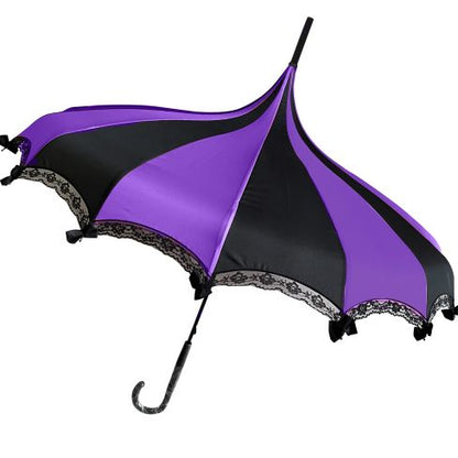 Purple & Black Gothic Lace Bow Pagoda Umbrella