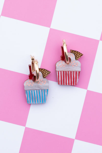 Ice Cream Cup Hoop Earrings | Handmade Food Jewellery