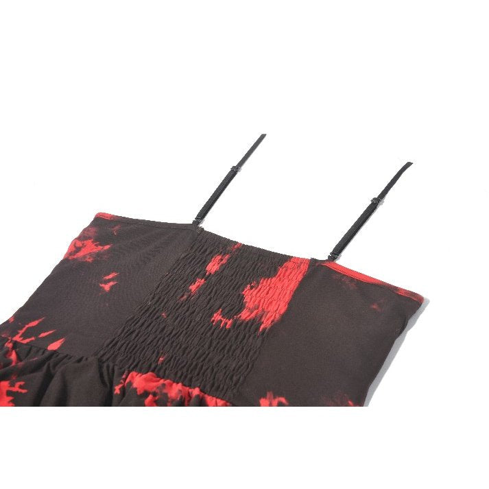 Dark in Love Red & Black Tie-Dye Punk Dress