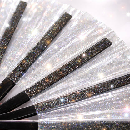 Transparent Clear Disco Glitter XL Festival Fan