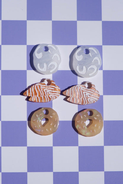 Salmon & Cream Cheese Bagel Hoop Earrings | Food Jewellery