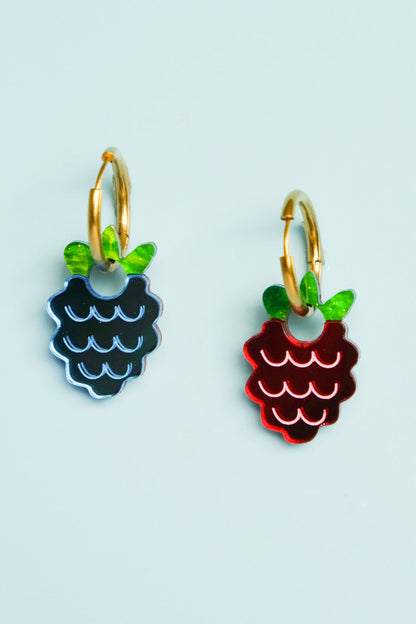 Berry Hoop Earrings | Asymmetrical Fruit Jewellery