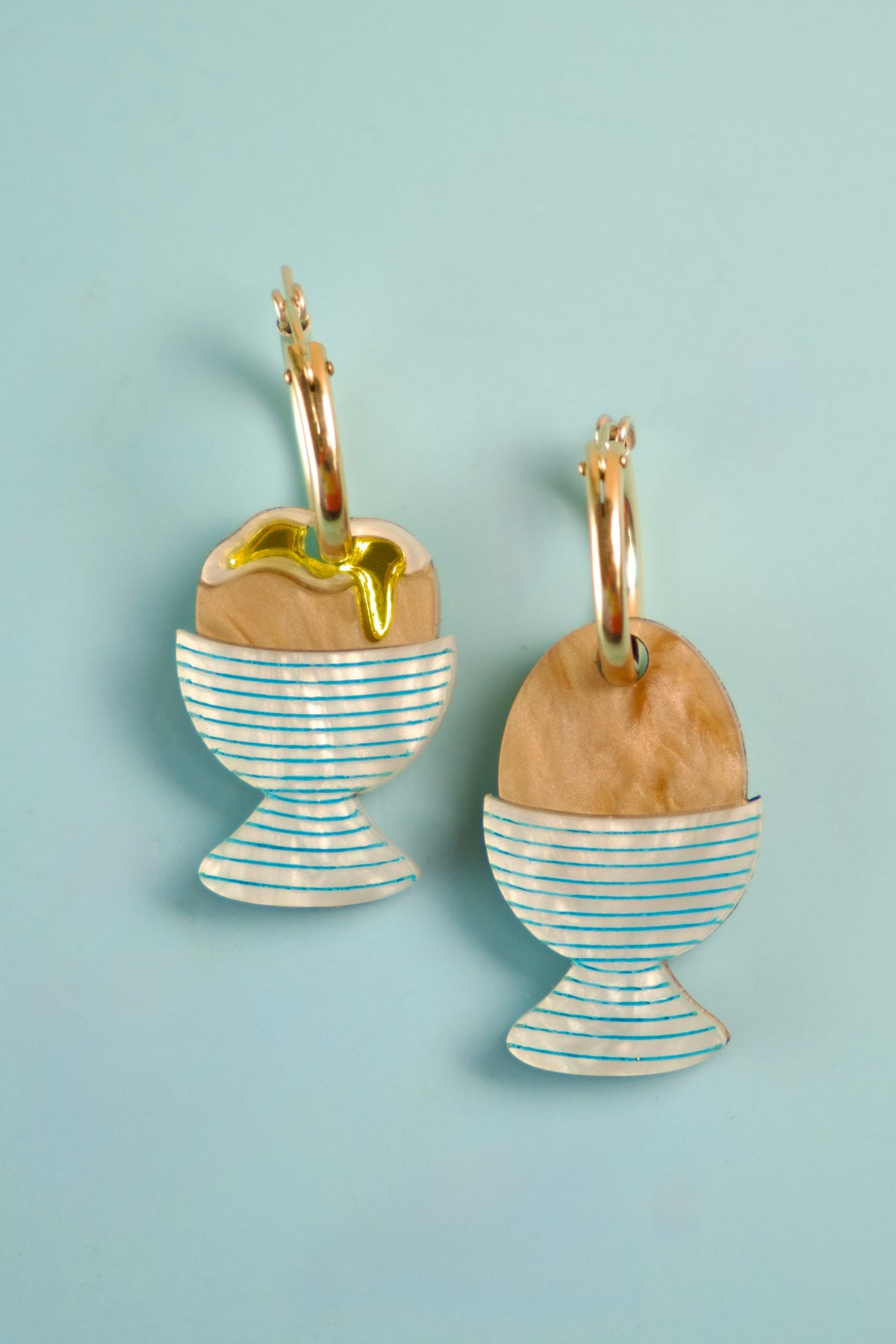Dippy Egg Hoop Earrings | Handmade Food Jewellery