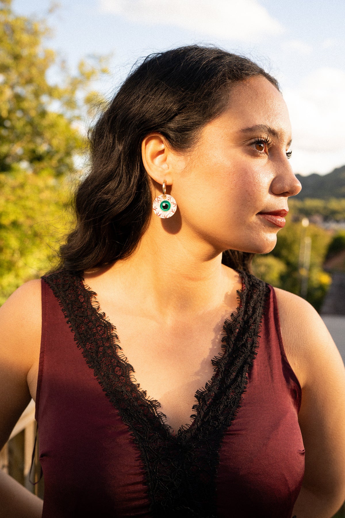 Bloodshot Eyeball Hoop Earrings | Halloween Jewellery