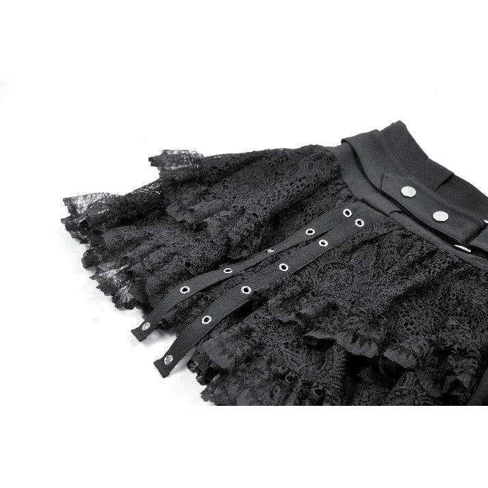 Black Lace Buckle Rave Skirt | Dark in Love