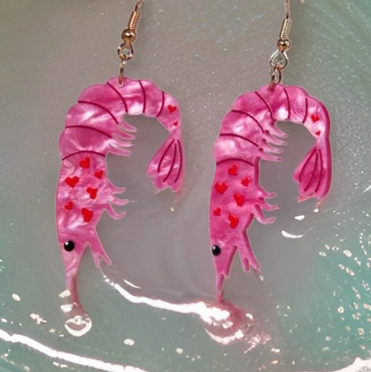 Earrings - Prawn Shrimp Pink