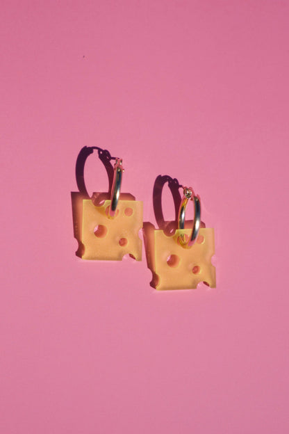 Cheese Hoop Earrings | Swiss Cheese Jewellery
