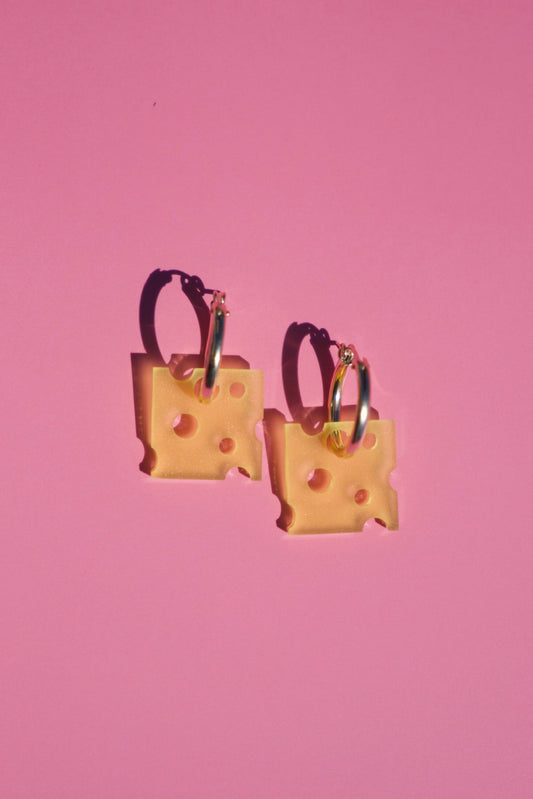 Cheese Hoop Earrings | Swiss Cheese Jewellery