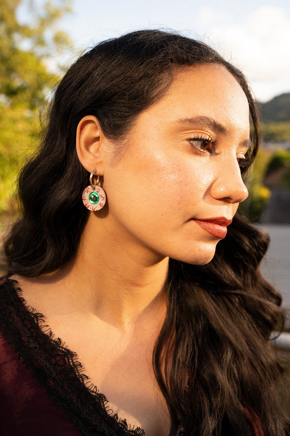 Bloodshot Eyeball Hoop Earrings | Halloween Jewellery