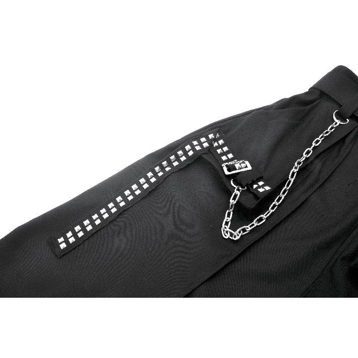 Black Chain Belt Split-Front Overskirt with Statement Buckles | Dark in Love