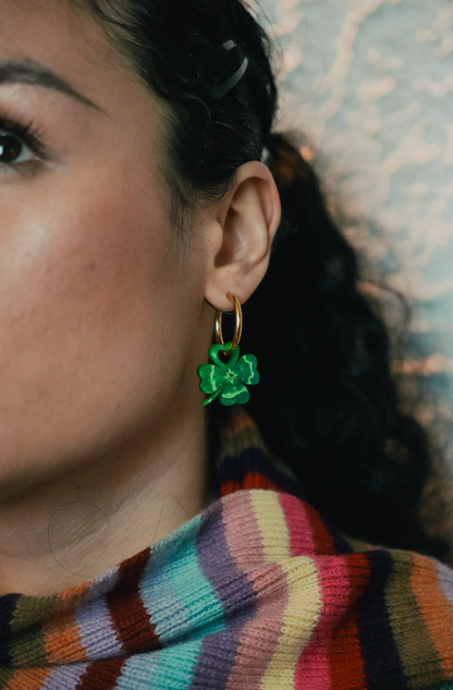 Four Leaf Clover Hoop Earrings | Shamrock Jewellery