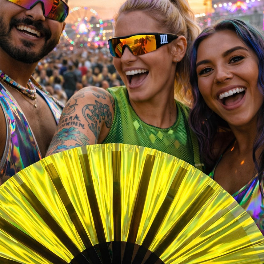 XL Festival Fan - Iridescent, Golden Goddess