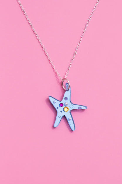 Blue Starfish Necklace | Coastal Statement Jewellery