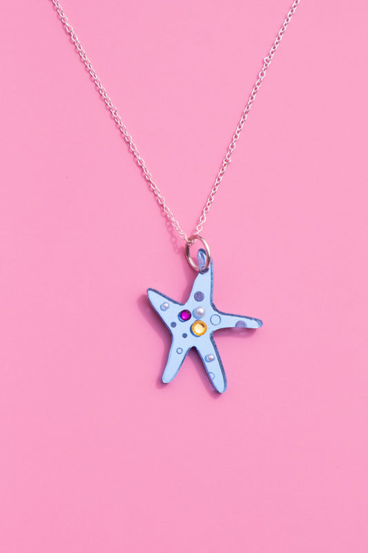 Blue Starfish Necklace | Coastal Statement Jewellery