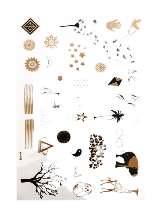Temporary Flash Tattoos - Kundalini (Metallic Gold & Black)