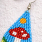 Beaded Earrings - Handmade Hypoallergenic Blue Sky Mushroom