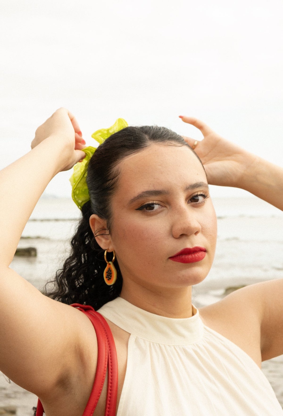 Papaya Hoop Earrings | Tropical Fruit Jewellery