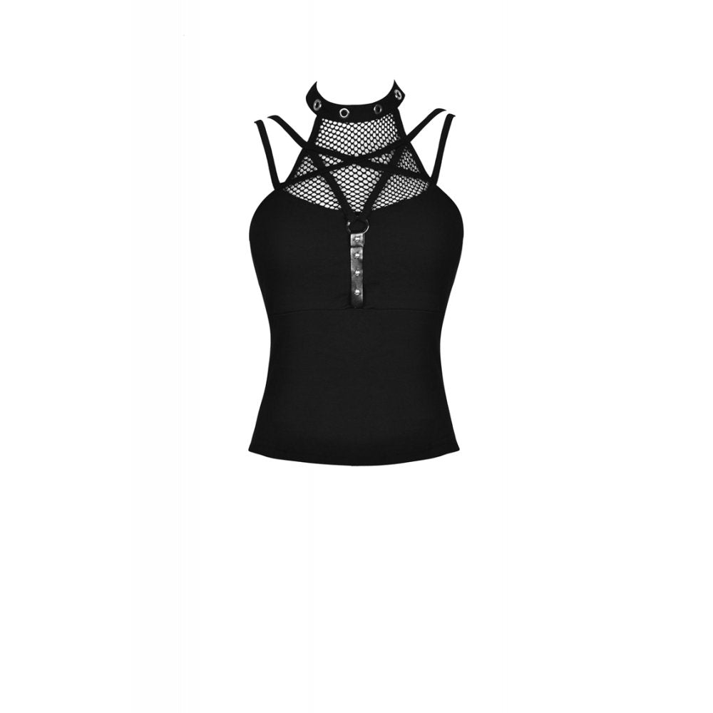 Black Mesh Strap Rave Halter Top | Dark in Love