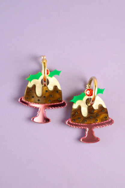 Christmas Pudding Hoop Earrings | Christmas Jewellery