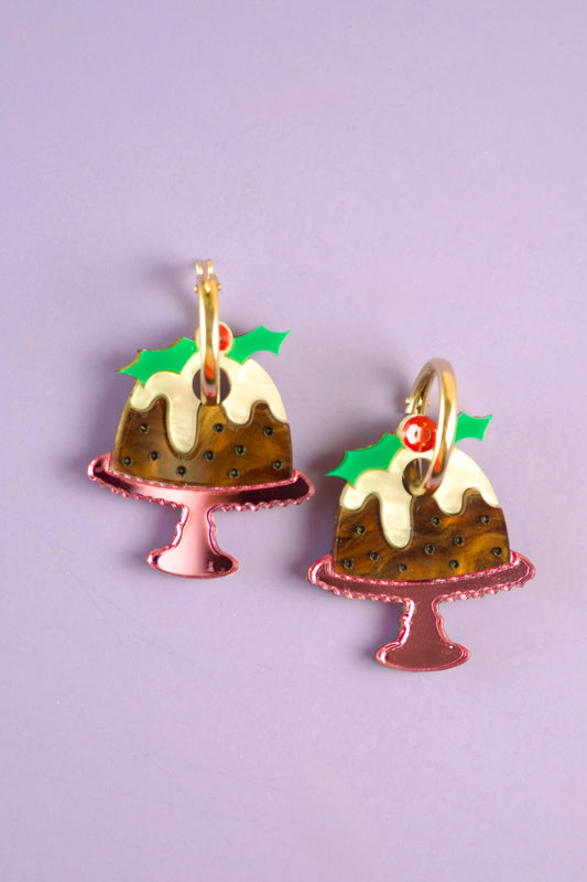 Christmas Pudding Hoop Earrings | Christmas Jewellery