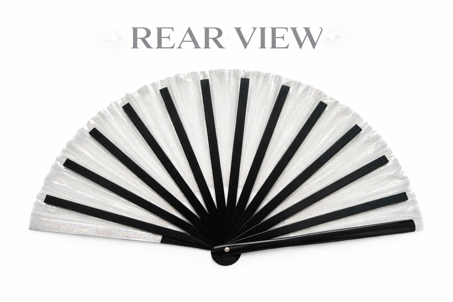 Transparent Clear Disco Glitter XL Festival Fan