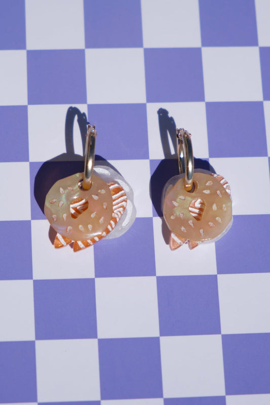 Salmon & Cream Cheese Bagel Hoop Earrings | Food Jewellery