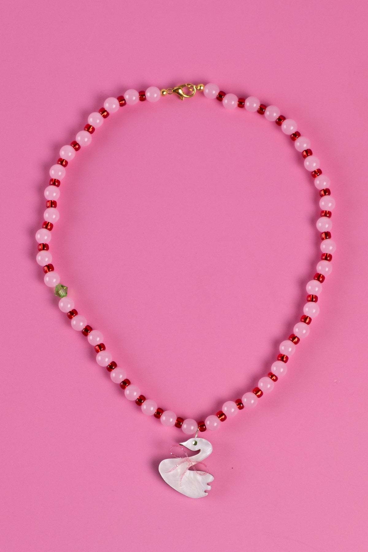 Rose Quartz Swan Necklace | Pink Statement Jewellery