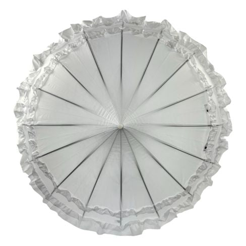 Frilly Pagoda Umbrella - White