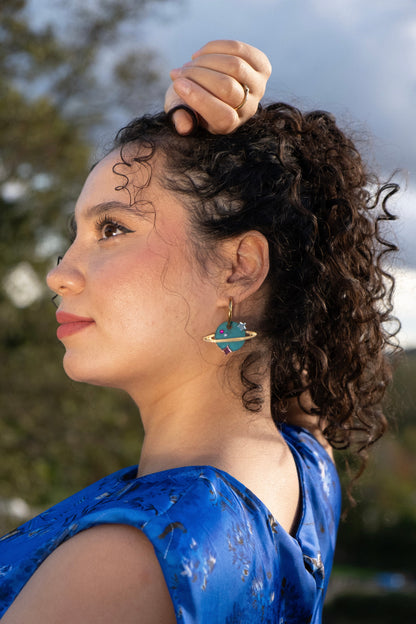 Distant Planet Hoop Earrings | Celestial Jewellery